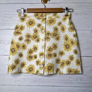 Forever 21 Skirt Juniors Size Small Sunflower Daisy Button Down Mini Springtime
